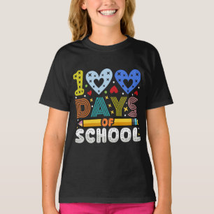 Camiseta Corações Bonitos 100 Dias de Lápis Escolares