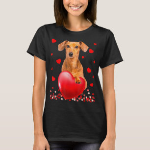 Camiseta Corações Bonitos Corações Dachshund Cães Dias de o