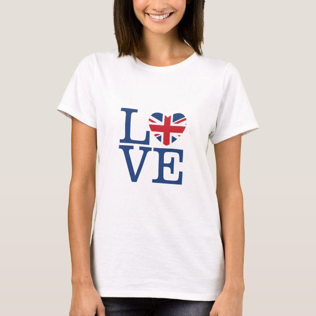 Camiseta Corações britânicos - amor Union Jack (Frente)