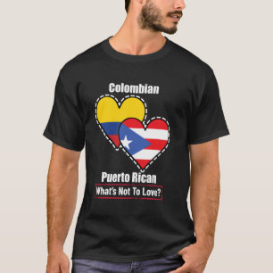 Camiseta Corações Colombianos Porto-Riquenhos Bandeiras O Q