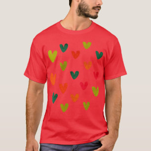 Camiseta corações coloridos