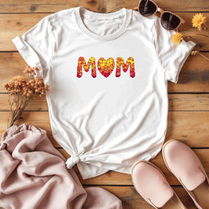 Camiseta Corações Coloridos Bonitos Palavra Mãe Dia das M