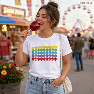 Camiseta Corações Coloridos de Orgulho do Estado da Louisia