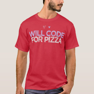 Camiseta Corações Coloridos Engraçado Codificará Para Pizza