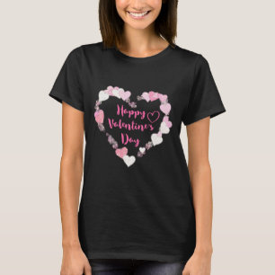 Camiseta Corações cor-de-rosa com feliz dia de os namorados