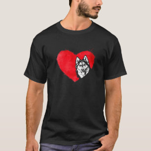 Camiseta Corações Cortes Cortos Siberianos Cachorro Cachorr