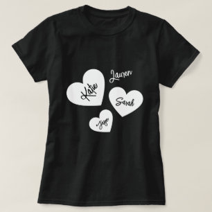 Camiseta Corações das Mães Pretas e Brancas Personalizadas