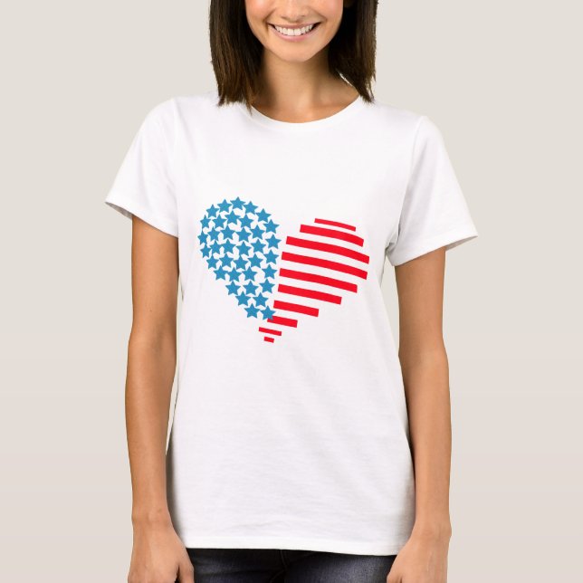 Camiseta corações de 4 de julho (Frente)