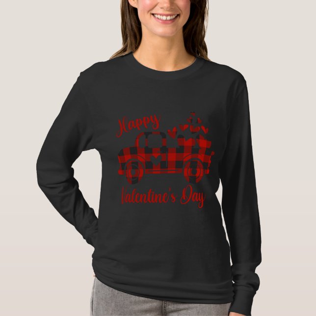 Camiseta Corações de Amor com Caminhão Vermelho feliz dia d (Frente)