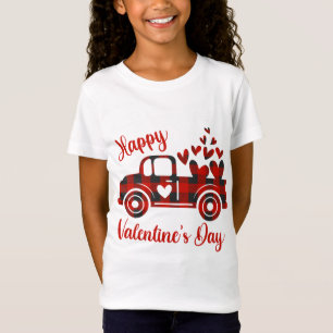 Camiseta Corações de Amor com Caminhão Vermelho feliz dia d