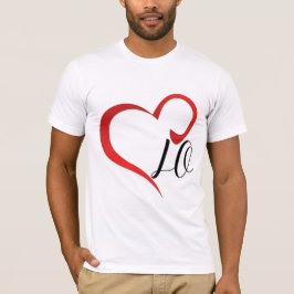 Camiseta Corações de Amor Monograma de Iniciais Personaliza