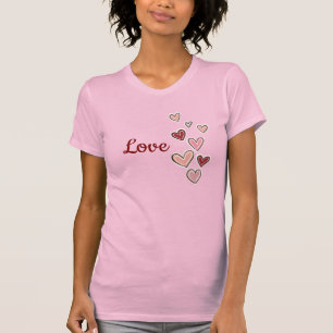 Camiseta Corações de Amor Rosa Vermelho