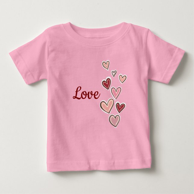 Camiseta Corações de Amor Rosa Vermelho (Frente)