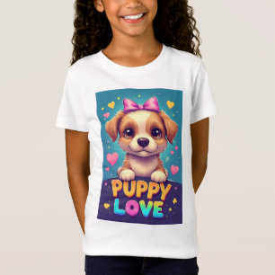 Camiseta Corações de Cachorrinho Fofo Roupas de Crianças Fo