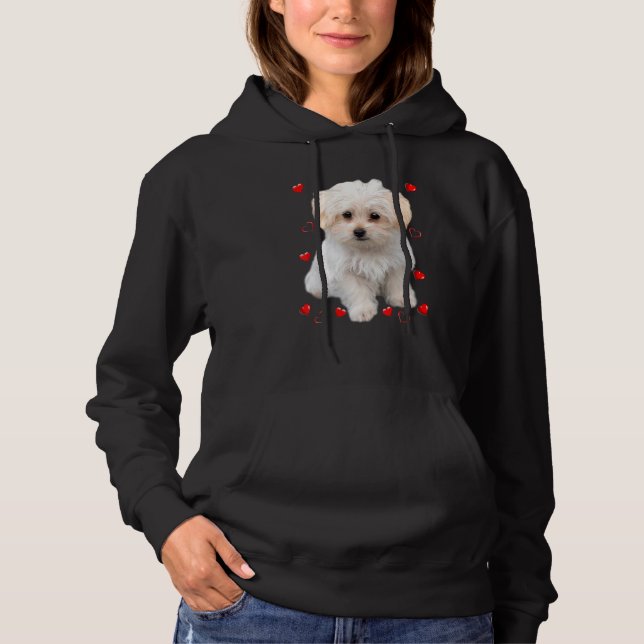 Camiseta Corações de Cachorrinho Maltês (Frente)