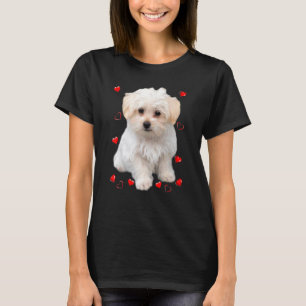 Camiseta Corações de Cachorrinho Maltês
