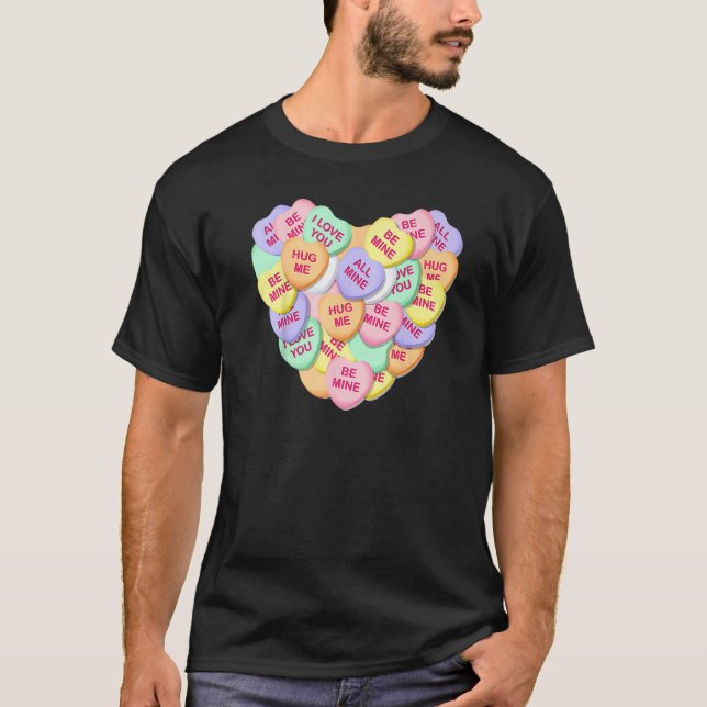 Camiseta Corações de Conversação de Doces Antigos para o Di (Frente)