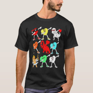 Camiseta Corações de Dabbing de dia de os namorados Rex Din