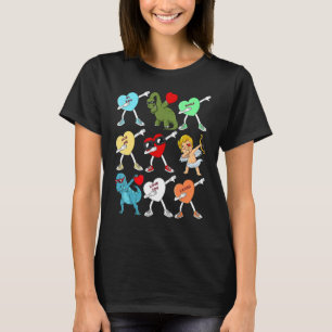 Camiseta Corações de Dabbing de dia de os namorados Rex Din