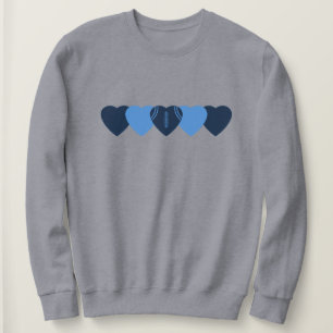 Camiseta Corações de Futebol Azul Escuro e Claro