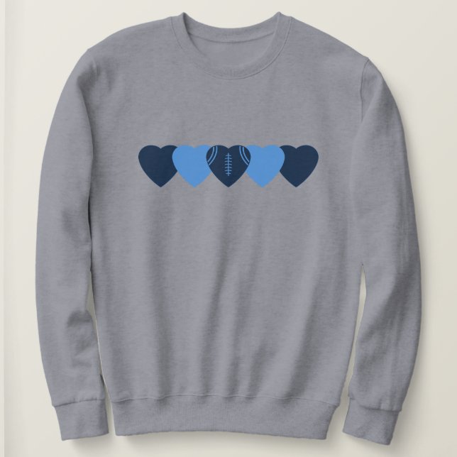 Camiseta Corações de Futebol Azul Escuro e Claro (Frente do Design)
