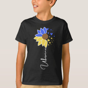 Camiseta Corações de Girassol da Bandeira da Ucrânia