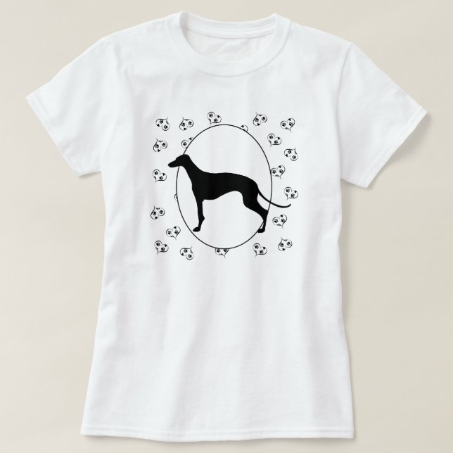 Camiseta Corações de Greyhound e Pawprint (Frente do Design)