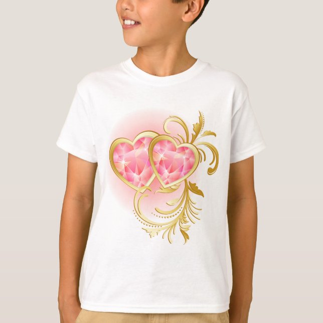 Camiseta Corações de Joias Rosa (Frente)