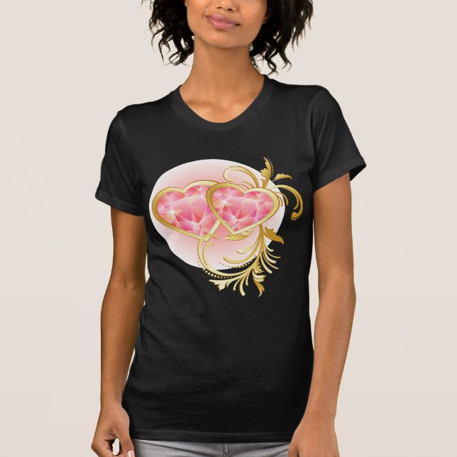 Camiseta Corações de Joias Rosa (Frente)