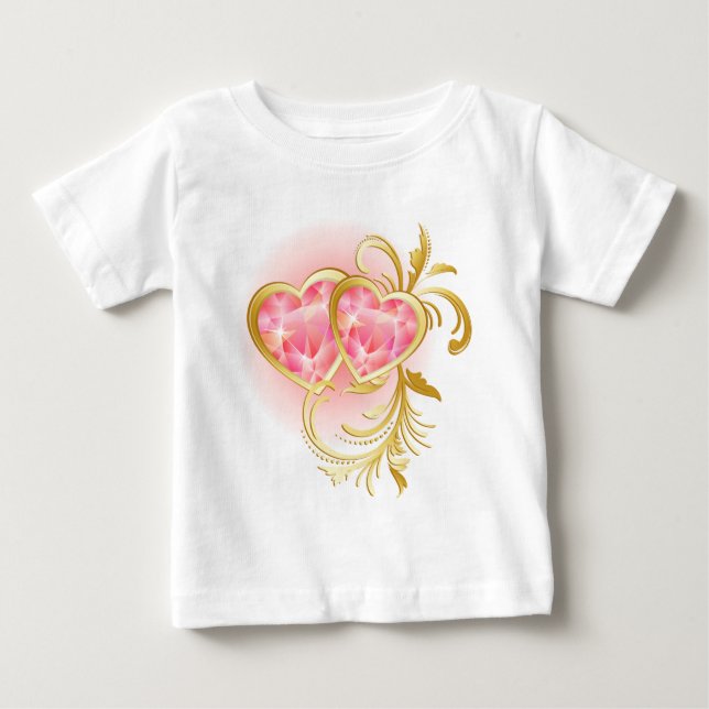 Camiseta Corações de Joias Rosa (Frente)