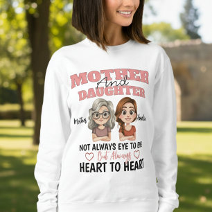 Camiseta Corações de Mãe e Filha Conectados Através da Dist