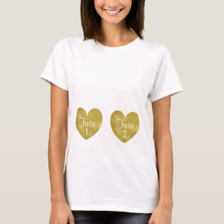 Camiseta Corações de maternidade da folha Dourado do