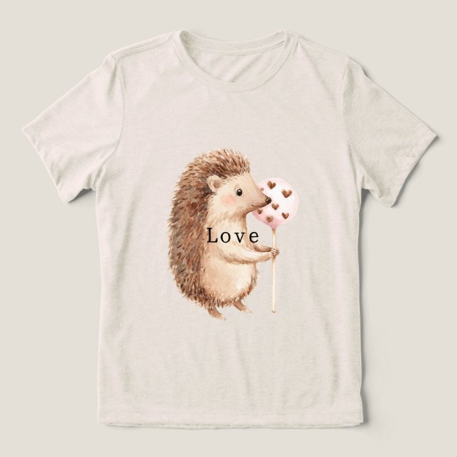 Camiseta Corações de Ouriço Fofos Amor (Design frontal)