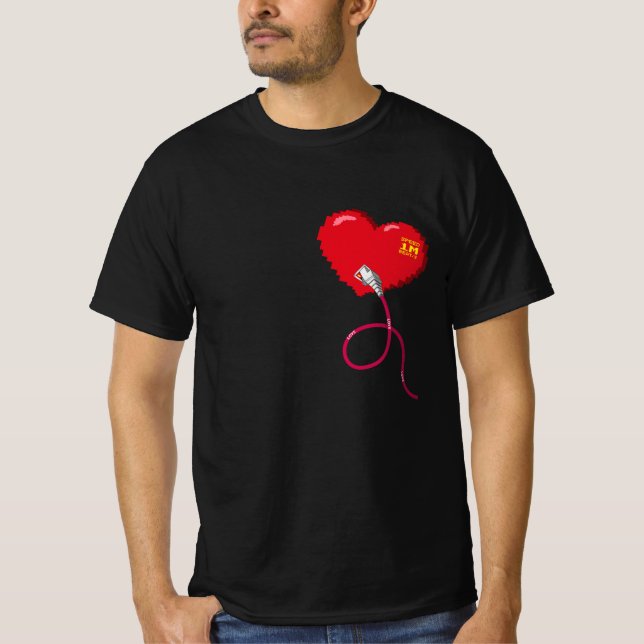 Camiseta Corações de Pixel conectados Correspondente casal  (Frente)