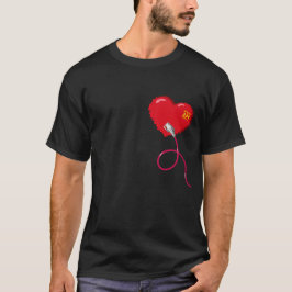 Camiseta Corações de Pixel conectados Correspondente casal 