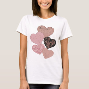 Camiseta Corações de Prata Limpa Design Moderno