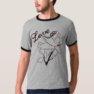 Camiseta Corações de Rosas de Amor Verdadeiro Dia dos Namor