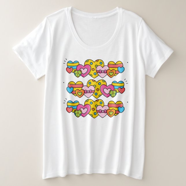 Camiseta Corações de São Valentim (Frente do Design)