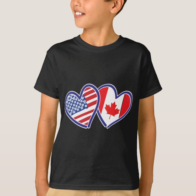Camiseta Corações de Sinalizador Canadiano e Americano (Frente)