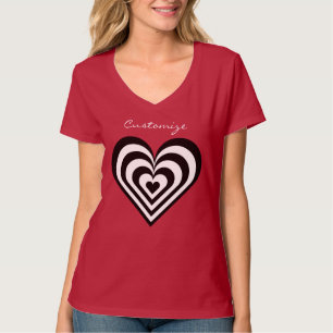Camiseta corações de zebra pulsantes preto e branco amam 