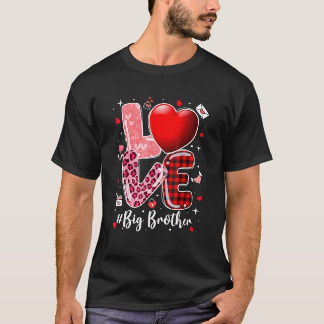 Camiseta Corações Dia de os namorados Ama Big Brother Leopa (Frente)