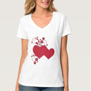 Camiseta Corações & dia dos namorados vermelhos dobro do