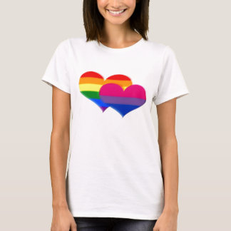Camiseta Corações do Pastel do orgulho do Bi de LGBT