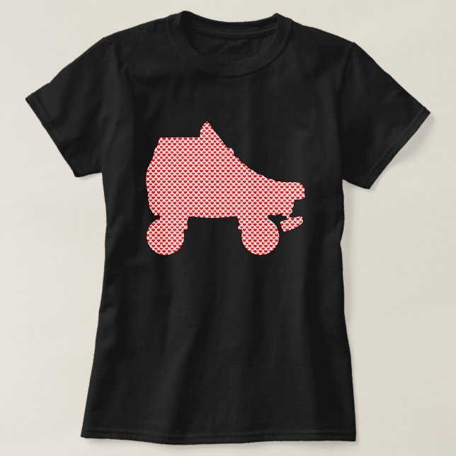 Camiseta corações do skate de rolo (Frente do Design)
