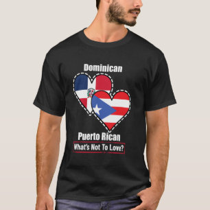 Camiseta Corações Dominicanos Porto-Riquenhos Bandeiras O Q