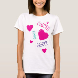 Camiseta Corações e Amor Rosa Bonitos - design romântico
