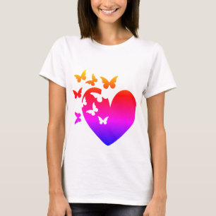 Camiseta Corações E Borboletas T=Camisa