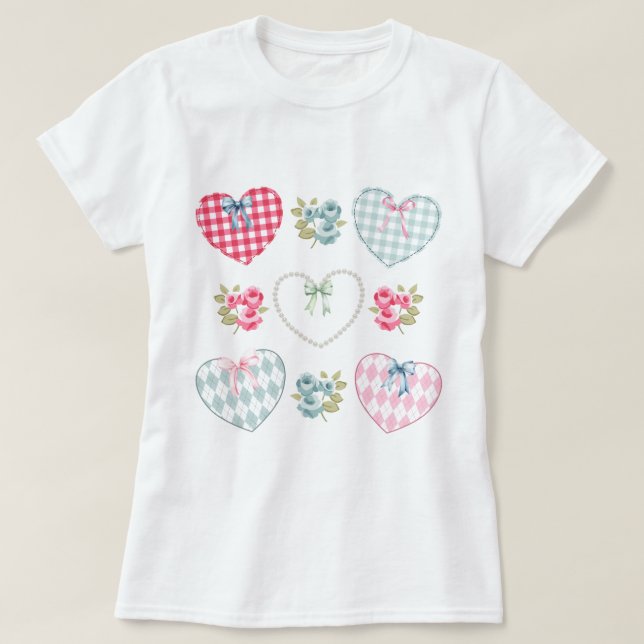 Camiseta Corações e Flores (Frente do Design)