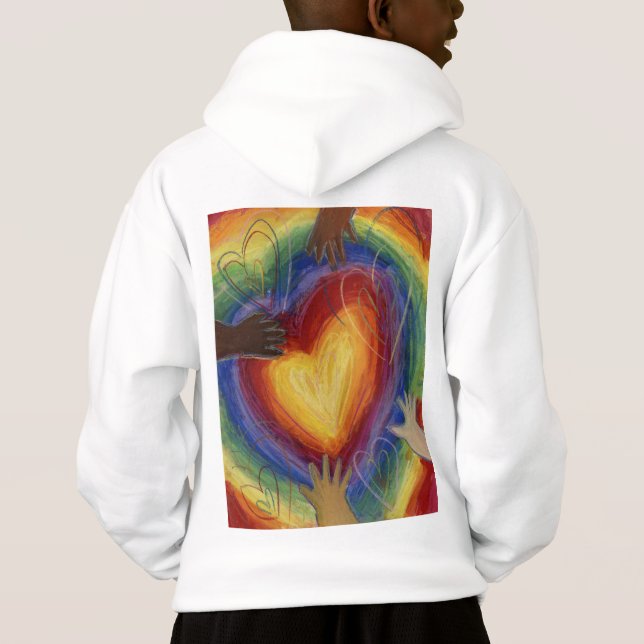 Camiseta Corações e Mãos Adoram Diversidade Art DEI Hoodie (Verso)