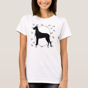 Camiseta Corações e Pawprints de great dane